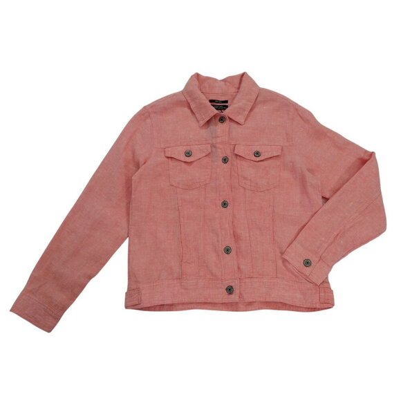Jones New York Pink Linen Jacket Pockets Made Of European Grown Flax Womens S. - Picture 5 of 8